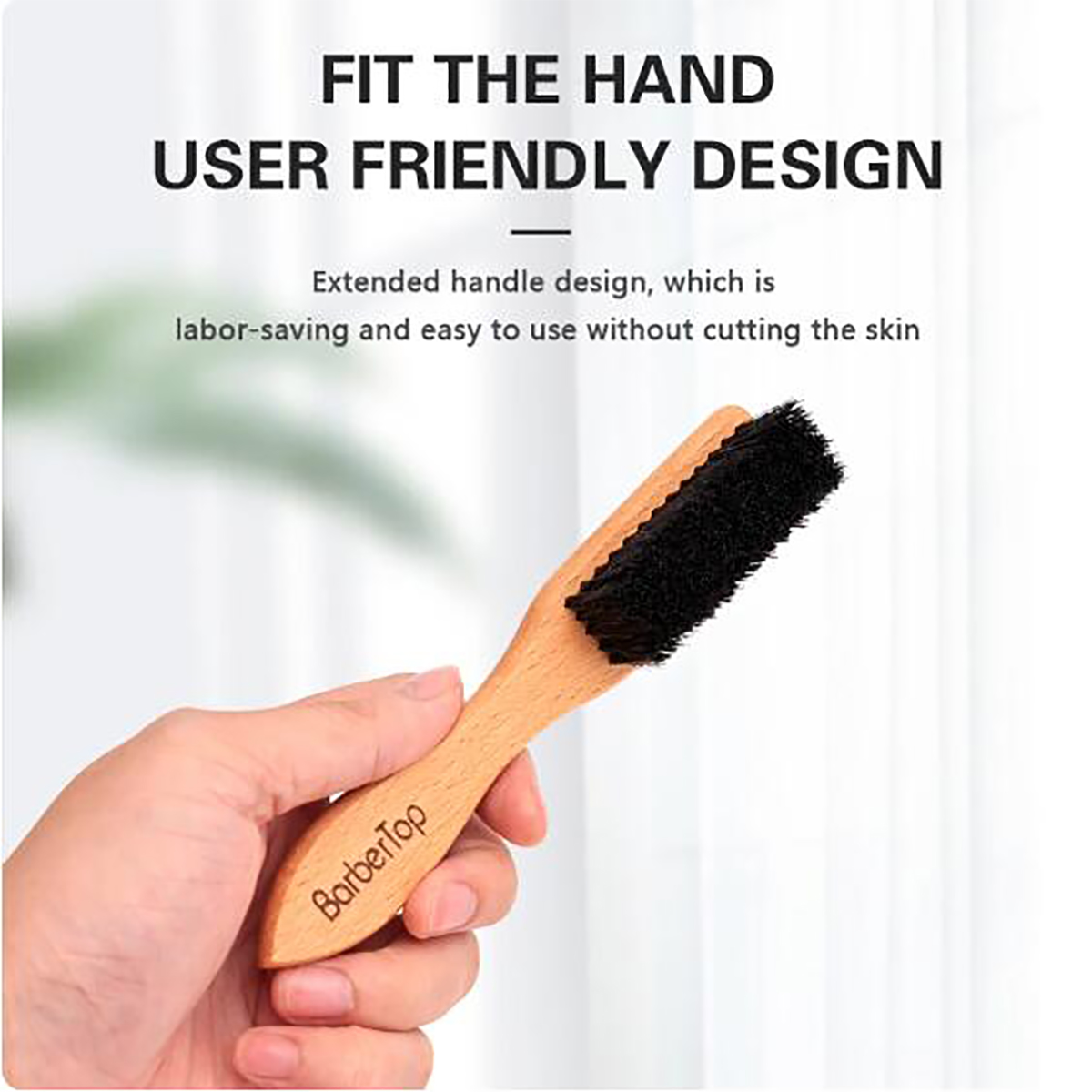 Men'S Grooming Hair - Barbershop Houten Handvat Varkenshaar Baard Borstel