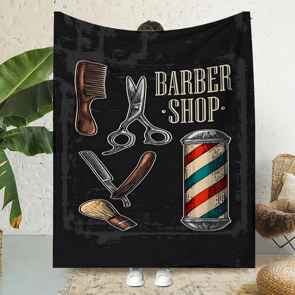 Men Grooming Home - Vintage Barbierszaak Dekentje Wandkleed Man Cave