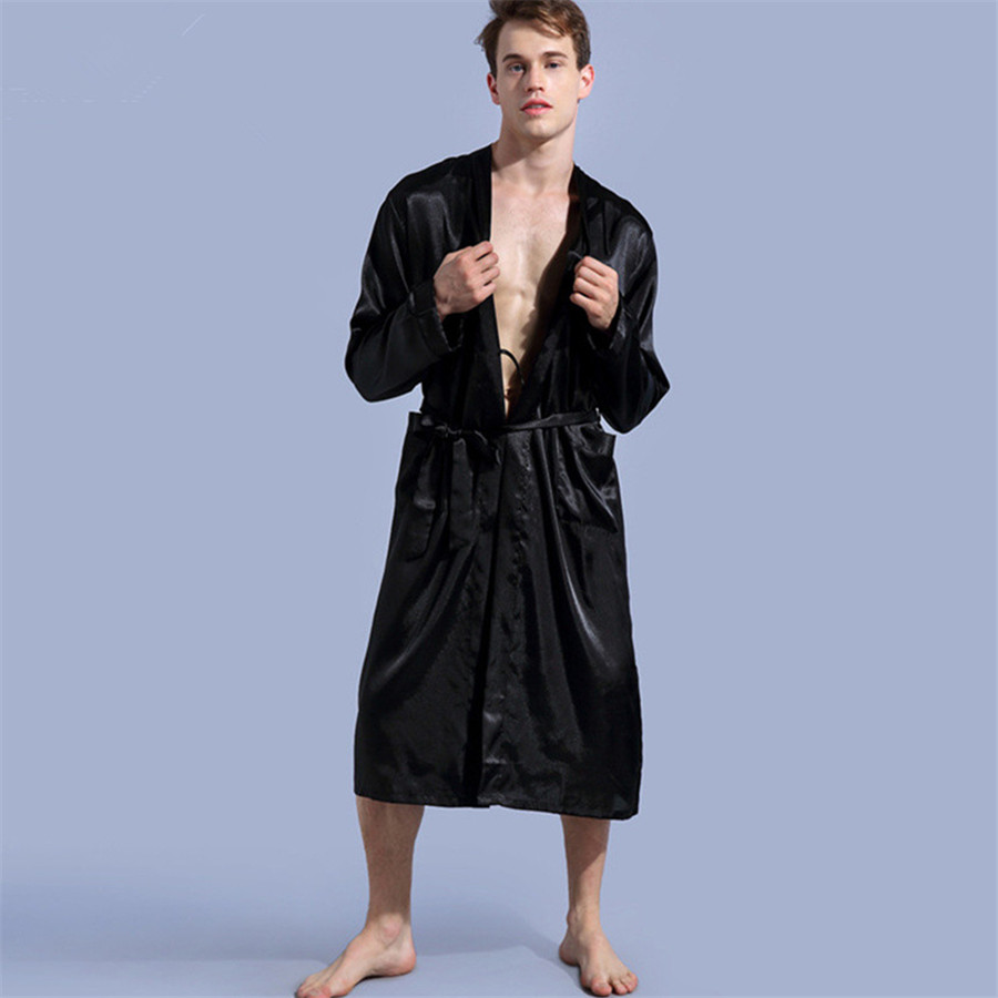 Men Grooming Home - Bruidegom Robe Emulatie Zijde Zachte Badjas